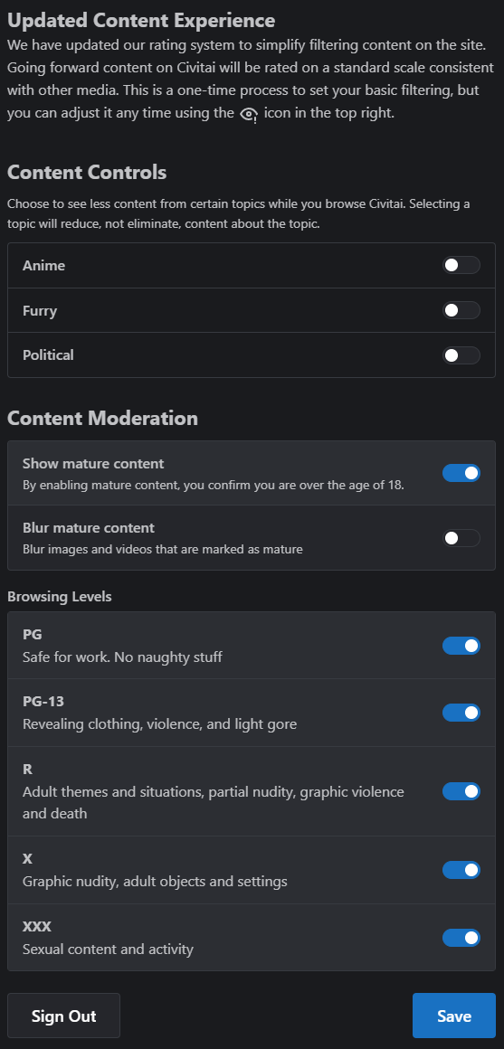 Content Classification System Controls